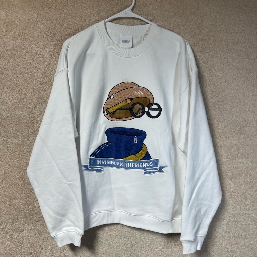 KITH x Invisible Friends Crewneck Pullover Sweater Mens Medium White